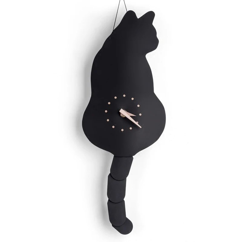 Black cat Креативные настенные часы, озорной кот, вогнутый хвост, яркие, сделай сам, для гостиной, для дома, настенные украшения, модные часы, детский подарок, забавные игрушки для кошек - Цвет: Black cat