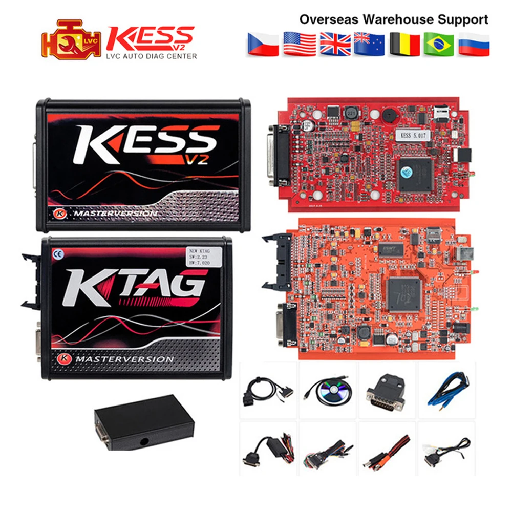 V2.47 ЕС красный Kess V2 V5.017 онлайн OBD2 менеджер Тюнинг Комплект K-TAG V7.020 4 светодиодный Kess 5,017 BDM Рамка KTAG V2.25 ECU программист