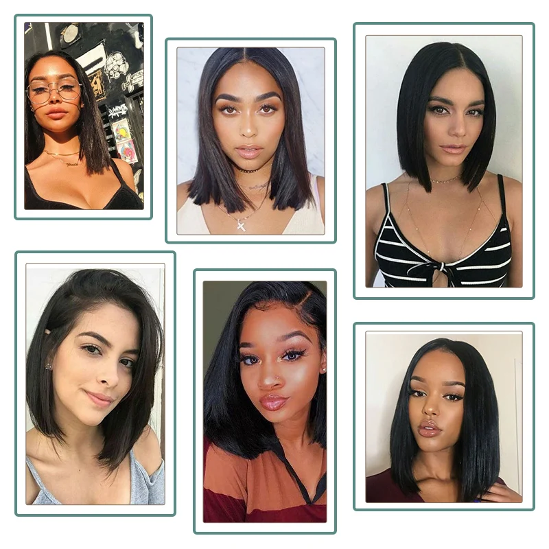 

dejavu 13x4 Cut Bob Wig Short Lace Front Human Hair Wigs Brazilian Straight Bob Wigs With Baby Hair Remy Lace Front Wig Lace Wig