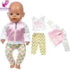 17 дюймовая кукла для новорожденных фиолетовая розовая куртка рубашка одежда брюки для 18 дюймового американского Поколения Кукла Одежда для девочек пижамный комплект
