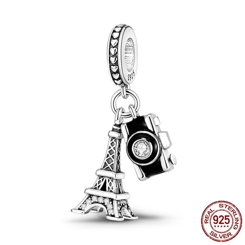 

Башня из серебра 100% пробы с камерой и бусинами подходит для браслетов pandora