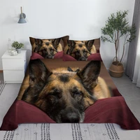 pet dog bed sheet set digital printing german shepherd animal dogs polyester bed flat sheet with pillowcase bedding