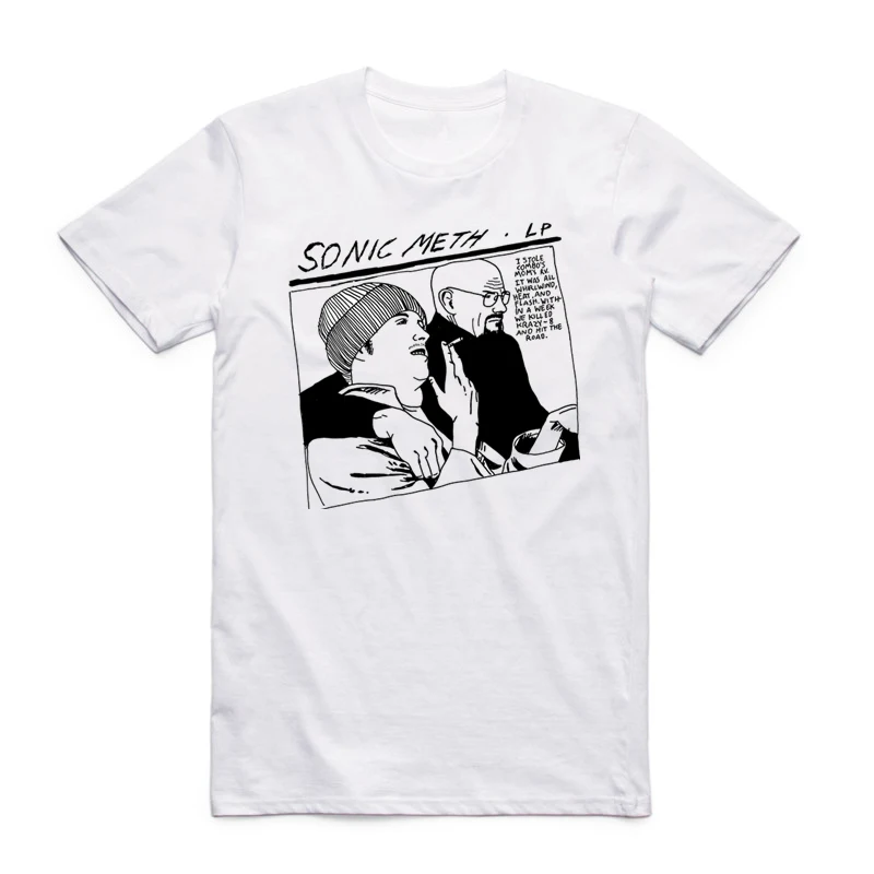 Asian Size Printing Sonic Youth T-shirt Summer Casual O-Neck Short Sleeve Punk Rock Band Tshirt HCP4381 | Мужская одежда
