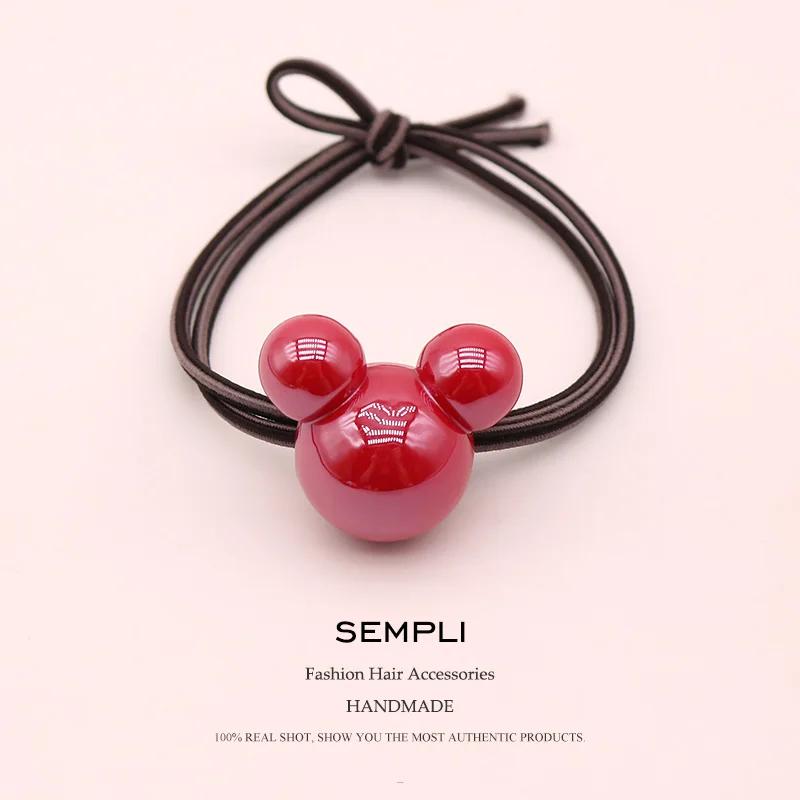 Sempli 9 цветов эластичные резинки Акриловые Красные головки Микки Минни для женщин