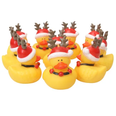 10 шт./лот игрушки для ванной Мини рождественские желтые мягкие плавающие