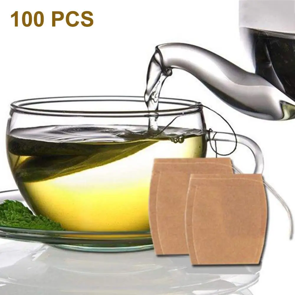 100 шт чайных пакетиков одноразовые пустые ароматные чайные ситечки для заварки