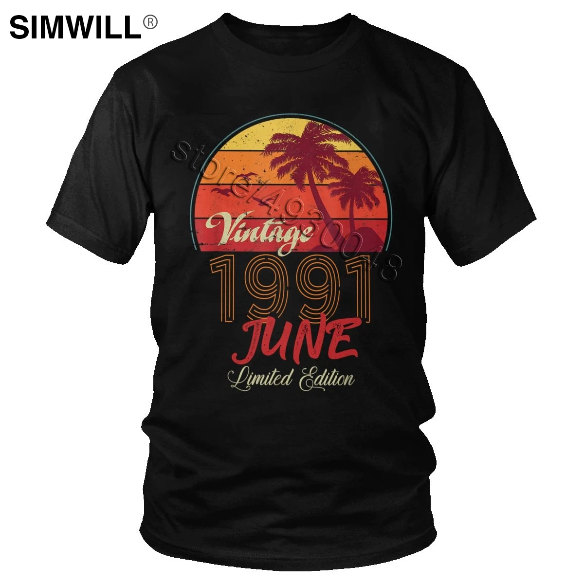 Мужская Винтажная футболка с коротким рукавом круглым вырезом и принтом - купить