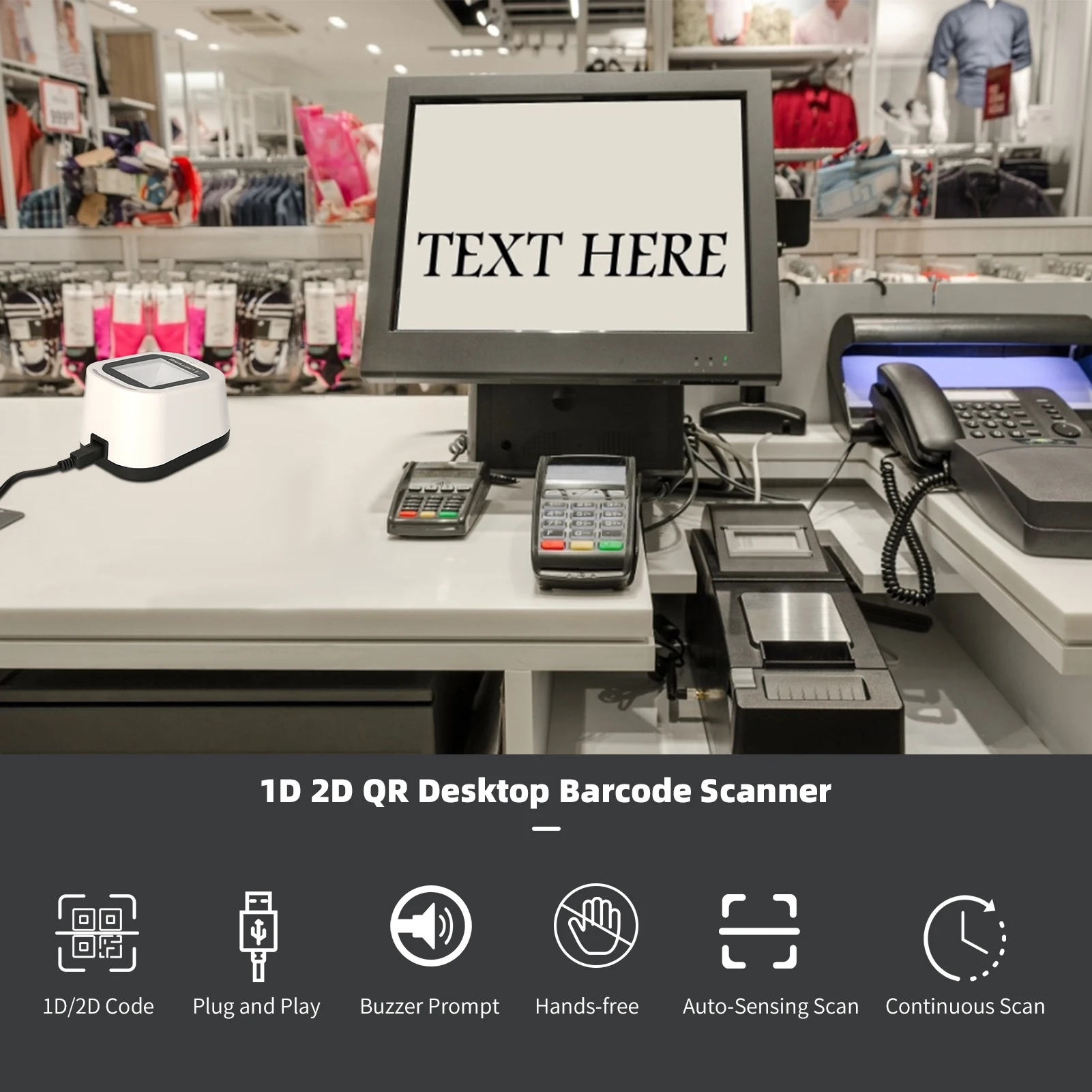 Универсальный сканер штрих-кода 1D 2D QR USB проводной штрих-код настольное