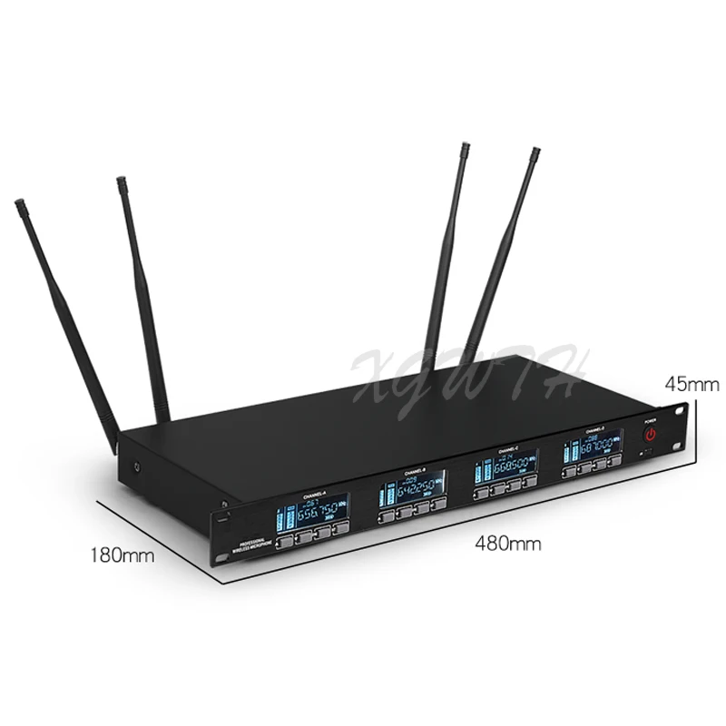 

UHF Wireless Microphone System with 4 Dynamic Handheld BodyPack Condenser Headset Laval Lavaler Mic for DJ Karaoke Stage Party