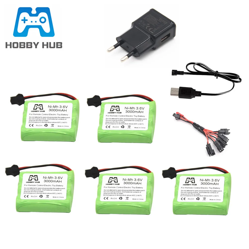 

3.6v 3000mAh Battery Charger sets For Rc toy Car Tank Train Robot Boat Guns NiMH Battery 2400mah 3.6v Rechargeable Battery Pack