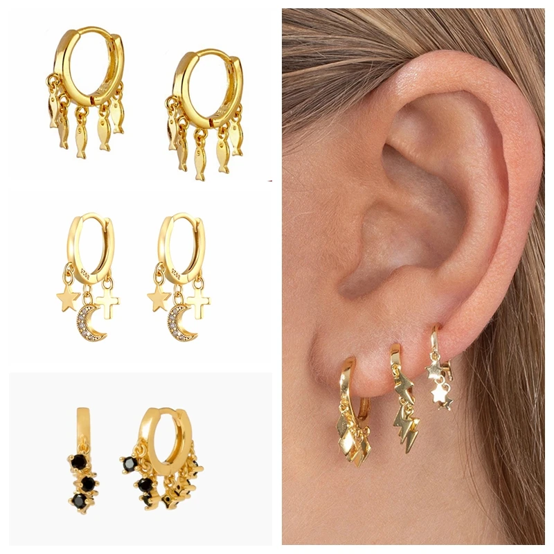 

Серьги женские из серебра 925 пробы, со звездой и Луной
