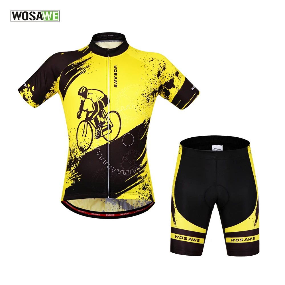 

WOSAWE Cycling Jersey Set Short Sleeve uniforme ciclismo Polyester Summer Bike ciclismo ropa hombre Cycling Clothing