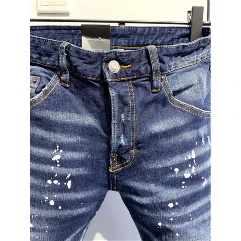 

Top clothing Distressed Ripped Male brand Slim Fit Jeans Men Washed Skinny Denim Pants Fashionable Streetwear Biker Jean for Men