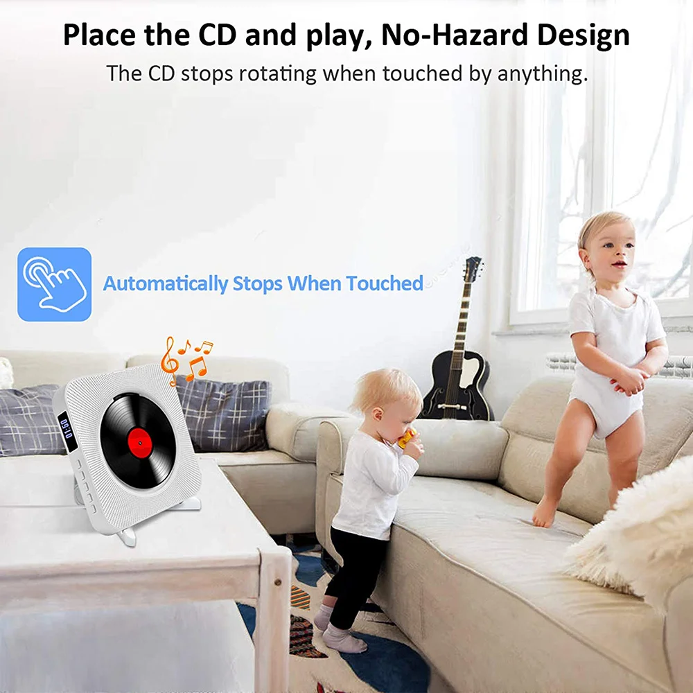 Настенный CD-проигрыватель FM-радио Bluetooth USB портативный музыкальный проигрыватель