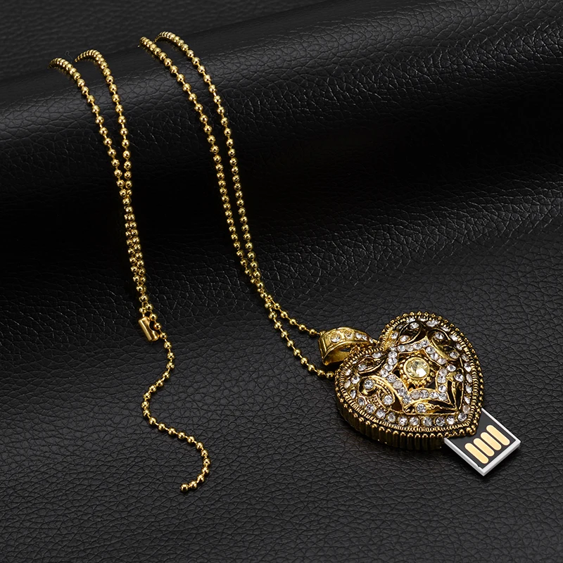 

JASTER crystal necklace + metal USB flash drive 4GB 8GB 16GB 32GB 64GB 128GB external storage, memory stick