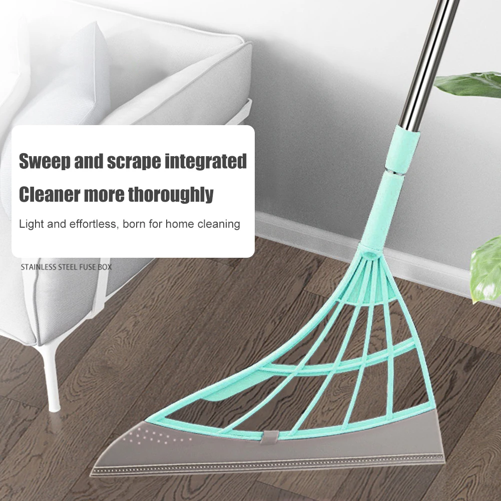 

Soft Plastic Telescopic Broom Household Wiper Mop Floor Clean Tools Bathroom Tile Glass Scraper Non Stick Hair Sweeping Artifact