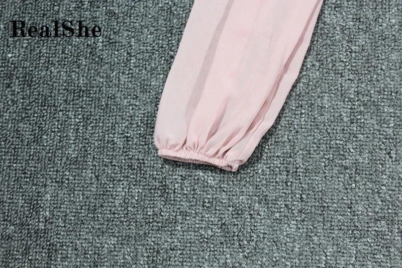 RealShe женский свитер, шифоновый свитер с высоким воротом и рукавами-фонариками, Женский пуловер, весенний Повседневный однотонный короткий свитер для девушек
