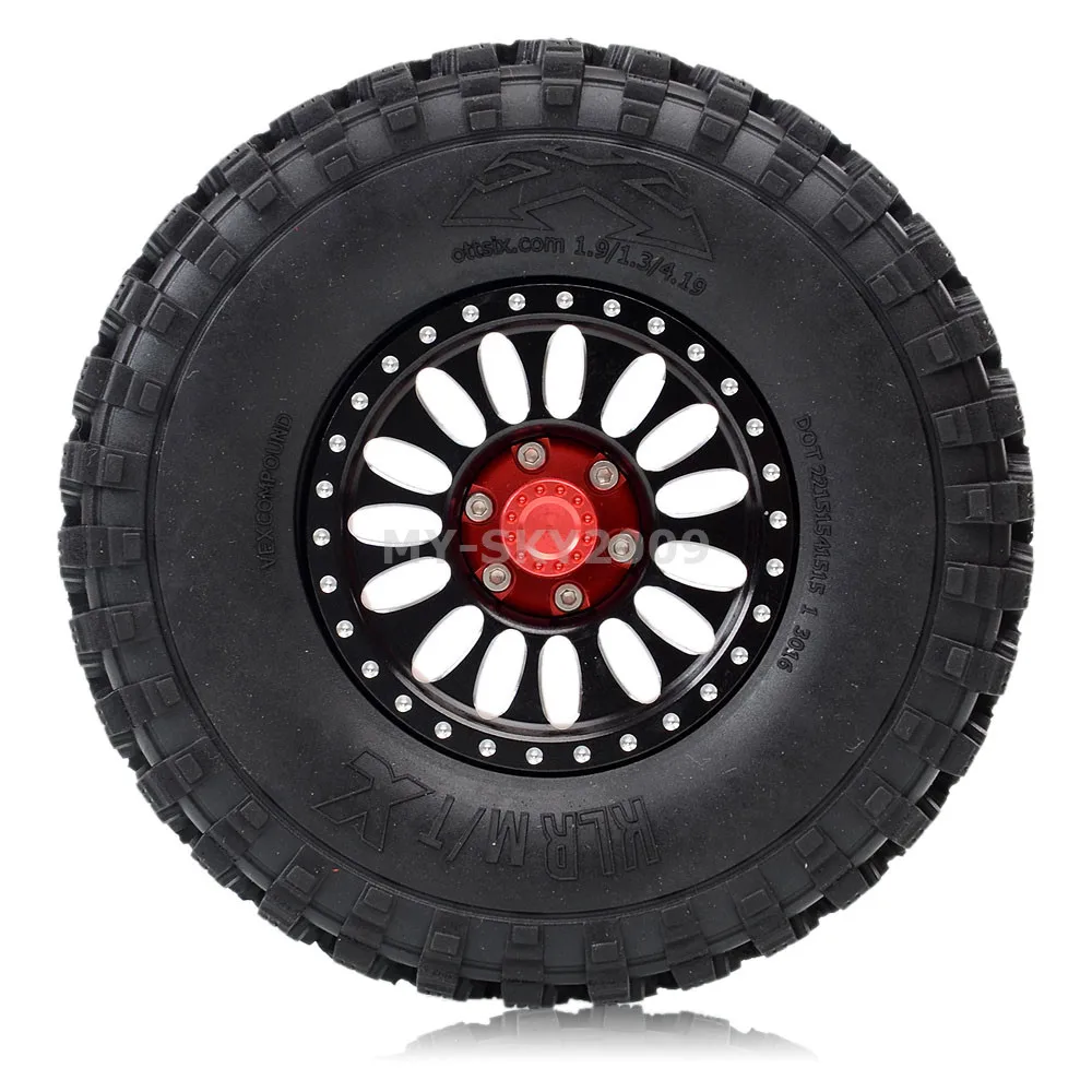 

4pcs 1.9" Wheel Rims Beadlock Tires 106mm Tyre For 1/10th RC Rock Crawler SCX10 D90 D110 CC01 TRX4 TF2 MST