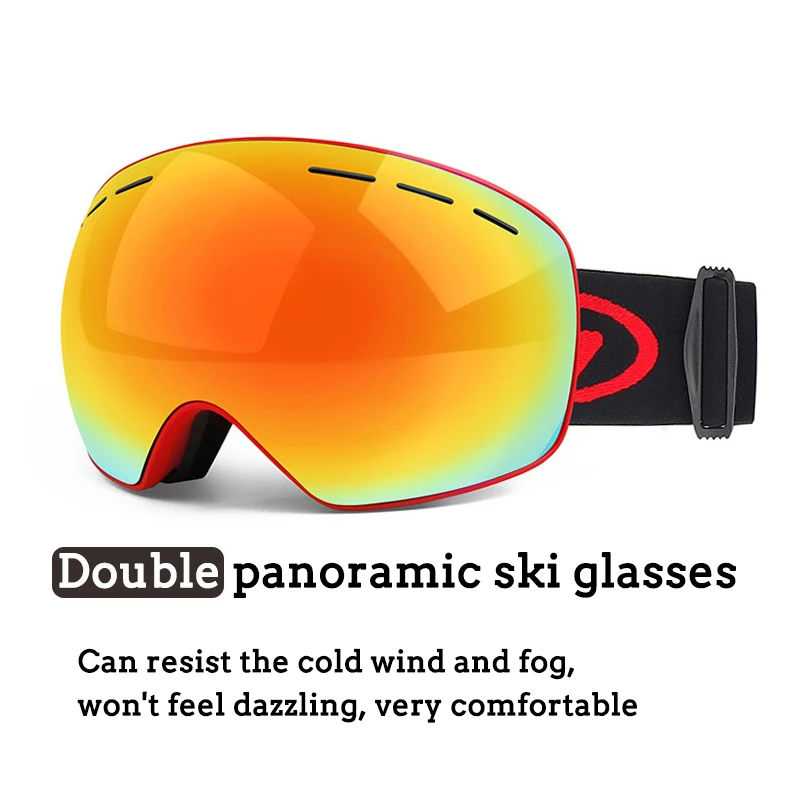 

OTG Spherical Ski Goggles Snowboard Mask For Men Women Skiing Eyewear UV400 Snow Protection Over Glasses Adult Double Anti-Fog