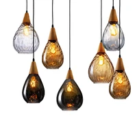 modern glass water droplets nordic pendant light led kitchen accessory bedside hanging lamps bedroom living room fixture