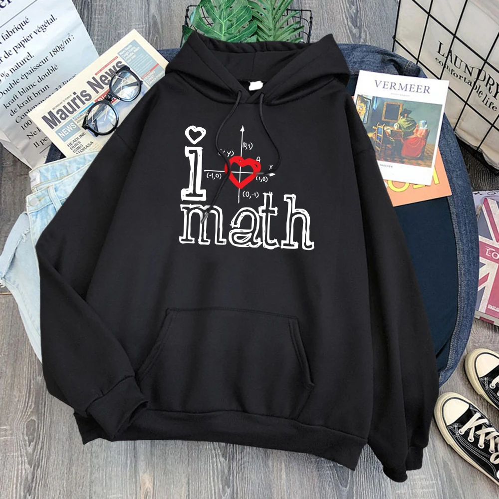 

Hoodies Women's I Love Math Letter Pattern Printed Hoodie Women Casual Tops Oversize Soft Female Clothes Japan Style Hoodies