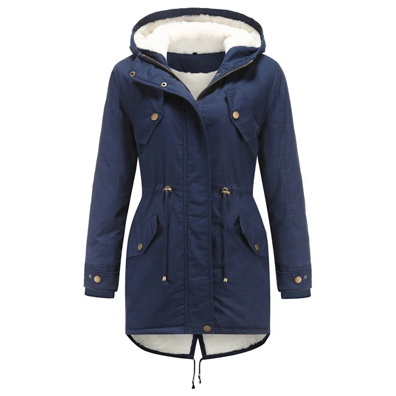 Parka Coat Jacket Winter Warm Women Fur Fleece Lined Hooded Thick Outwear Ladies