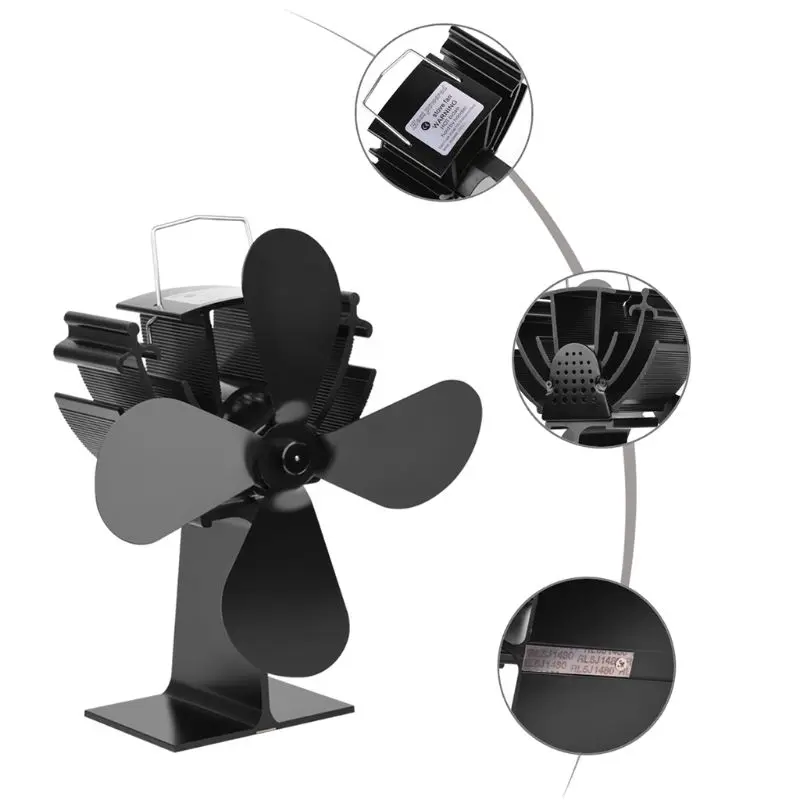 

4 Blades Heat Powered Stove Fireplace Fan Silent Fuel Saving Ecofan for Wood Log