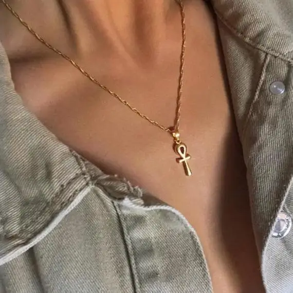 Anniyo Cruz egipcia ANJ ошейник pendiente para mujer niñas oro/plata africanana encantos joyeria Egipto jeroglitos|Цепочки| |