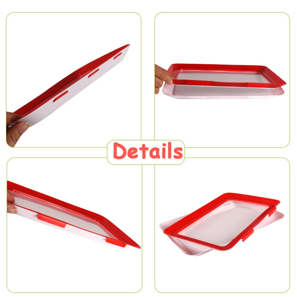 

4 pcs Stackable Reusable Food Preservation Tray Elastic Lid Storage Container Refrigerator Tray Keeping Fresh Spacer