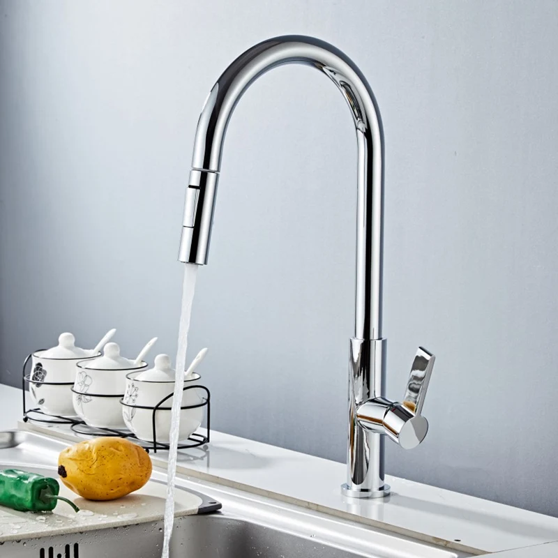 Смесители для кухни серебро один Хан выдвижной кухонный кран одно отверстие
