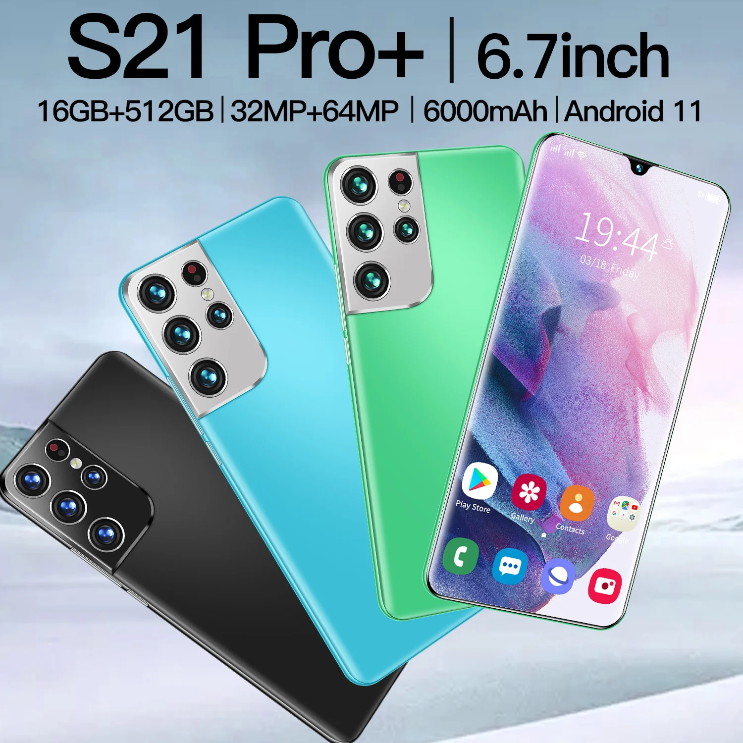 

Top Sell 6.7 Inch S21 Pro+ 5G 6000mAh Newest Big Battery 10 Core 16+512GB 32+64MP Android 10 Face ID Global Version Mobile Phone
