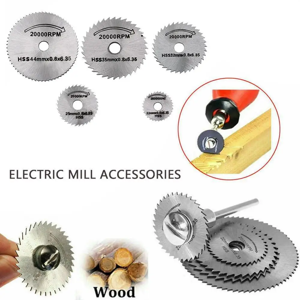 

1 Set HSS mini circular wood cutting saw Cutting Disc saw For Wood wheel Plastic metal Carving Drill Rotary Accessories Q6N5