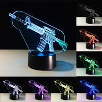 3d night lights m4a1 machine gun usb led ak47 table lamp lights atmosphere lamp 7 colors changing touch switch novelty gift