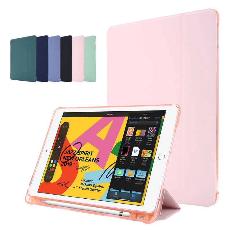 Coque for iPad 10 2 7th 7 8th Generation Case with Pen Holder Tri-Folding Protection Cover for iPad7 2019 Case A2198 A2197 A2200