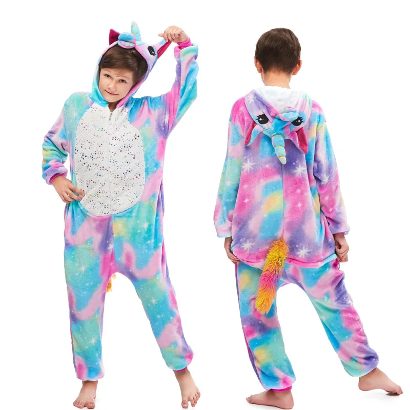 20 NEW kids kigurumi animal dinosaur unicorn pajamas set winter hooded soft Stitch Christmas sleepwear kids girls boys jumpsuit
