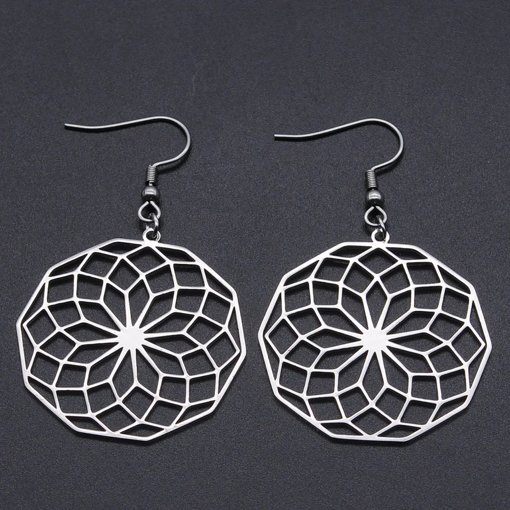 100% модные геометрические серьги в виде лотоса из нержавеющей стали для женщин