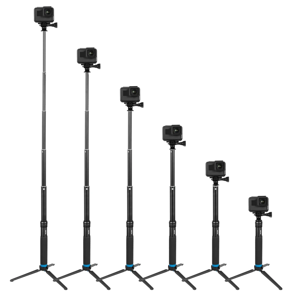 gopro 10 tripod aluminum alloy extendable selfie stick tripod stand phone clip set for gopro hero 9 8 7 action camera accessorie free global shipping