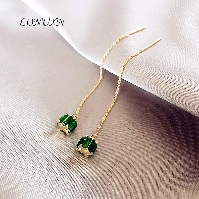 Высокое качество Французский дикий простой изумруд 925 серебряные серьги для