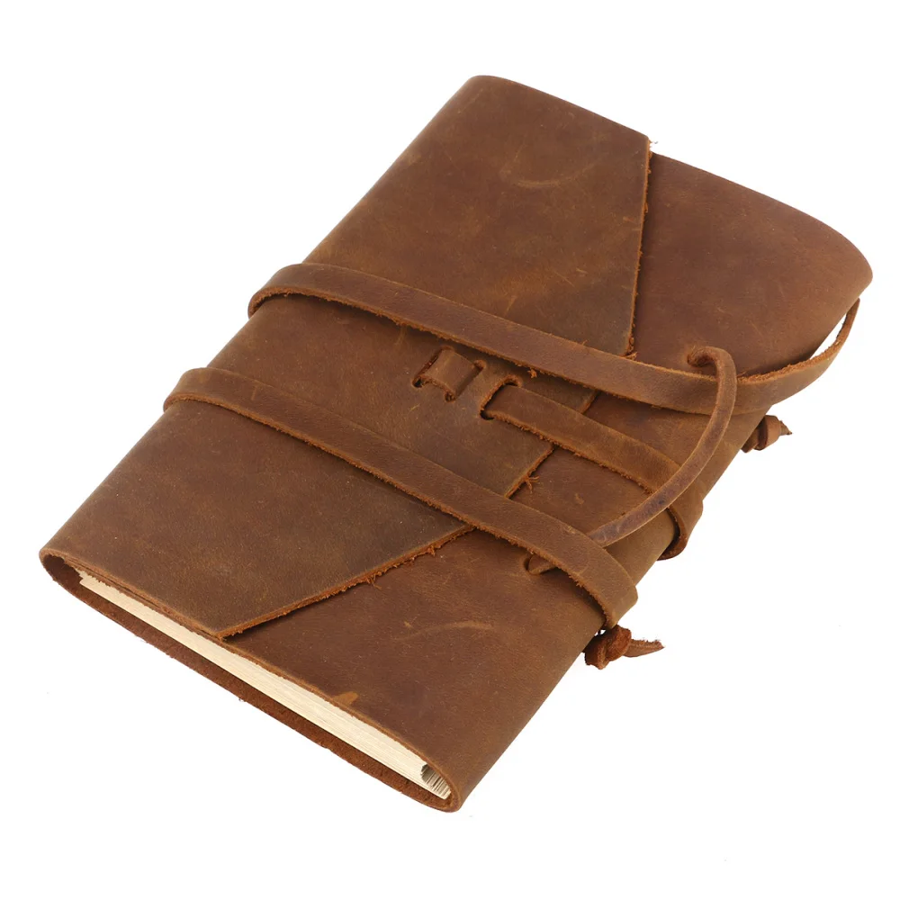 

Classic Leather Notebook Antique Diary Journal with Binding Rope for Gift (Brown)