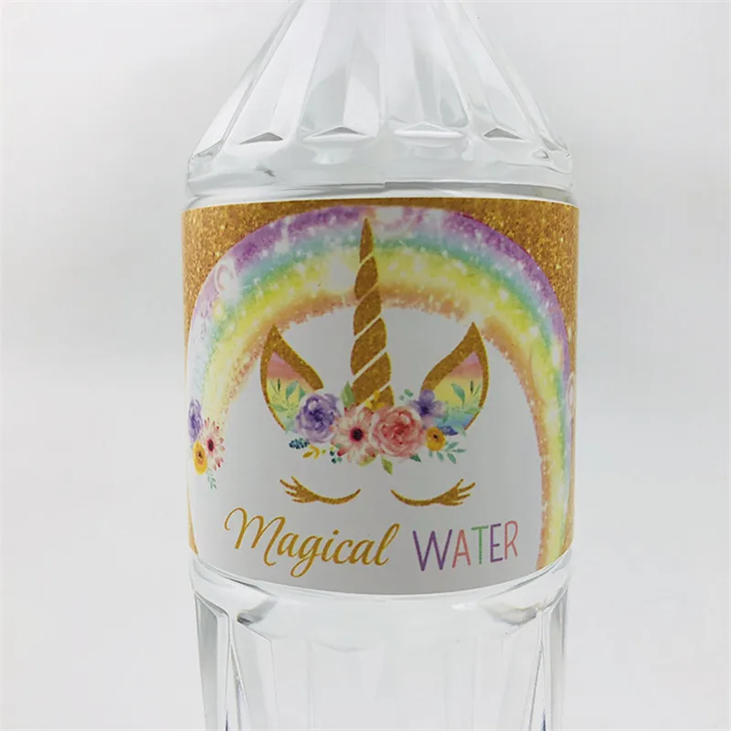 24 шт. украшение душевой кабины Единорог бутылки наклейки на день рождения радуга