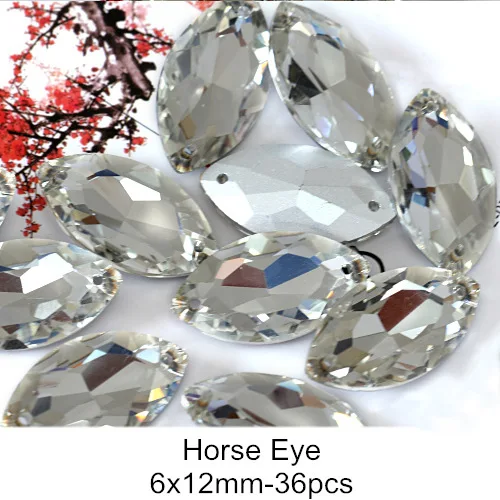 6x12mm-36pcs Камни в форме капли стеклянные стразы с круглым белым циферблатом и пришить остроконечные Стразы прозрачный лошадиный глаз Sew On Stone для украшения одежды B3172 - Цвет: 6x12mm-36pcs