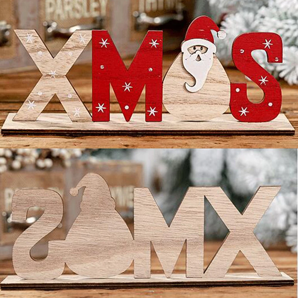 Новинка Рождественская буква XMAS SNOW NOEL деревянные украшения DIY настольный