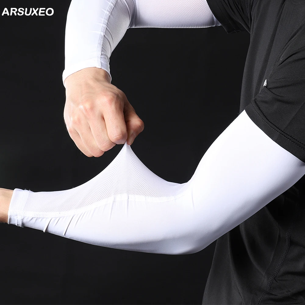ARSUXEO, шелковые рукава для рук, охлаждающие, солнцезащитные, с УФ-защитой, теплые Рукава для бега, рыбалки, велоспорта, баскетбольные рукава, компрессионные