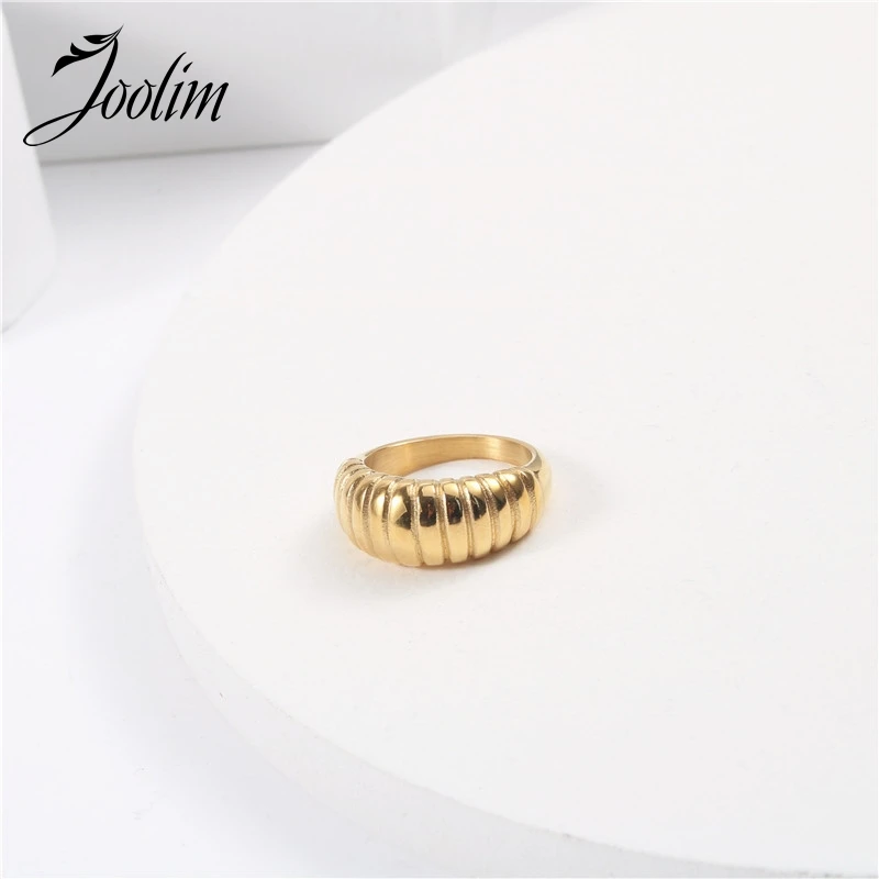 

Joolim Jewelry High End PVD Plated Wholesale No Fade Versatile Vintage Croissant Finger Rings for Women