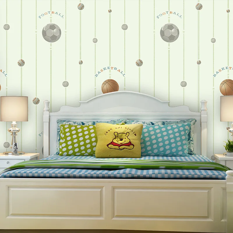 Экологический Emboss футбол фреска обои Баскетбол спальня Мальчики Девочки Дети