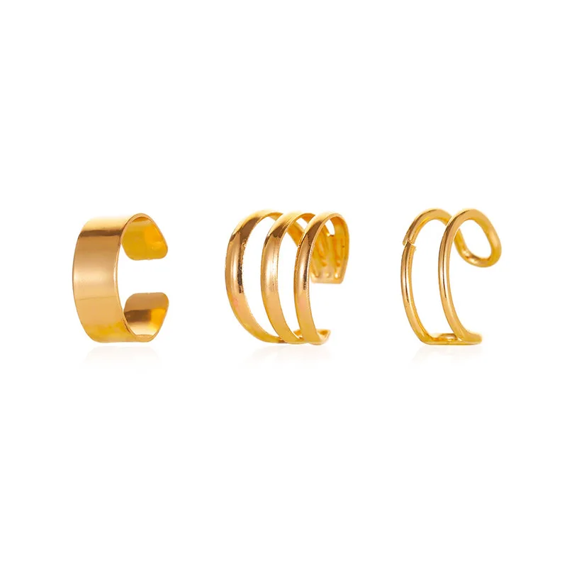 3pcs/set C-Shaped No Pierced Earcuff Earrings Gold Silver Color Geometric Without Piercing Clip Women Ear Bone Jewerly - купить по