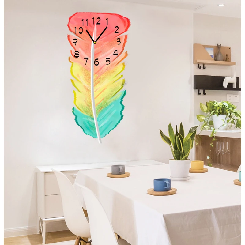 Современные радужные настенные часы большая деревянная гостиная креативное