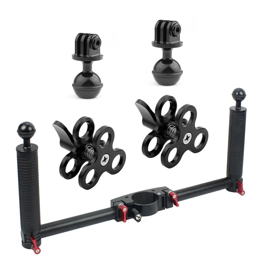 with 2clips 2adapter Двойной Ручной Стабилизатор рукоятки для DJI Ronin S для zhi yun Crane2 Pro Gimbal SLR держатель камеры с зажимами-бабочками адаптер - Цвет: with 2clips 2adapter