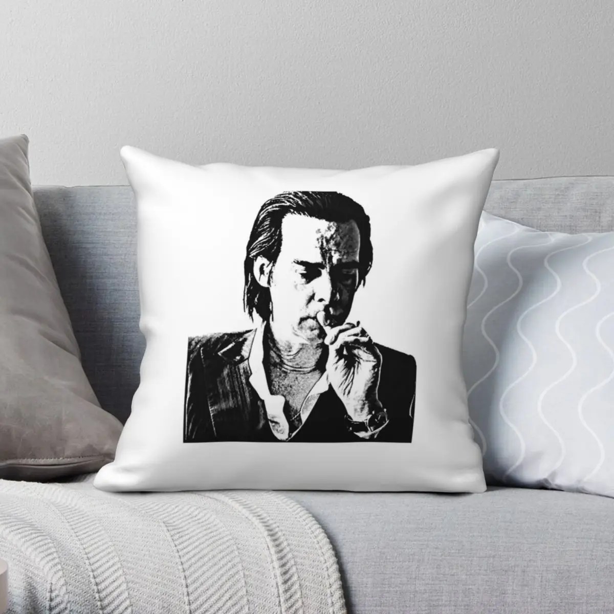 Наволочка квадратная из полиэстера и льна с принтом