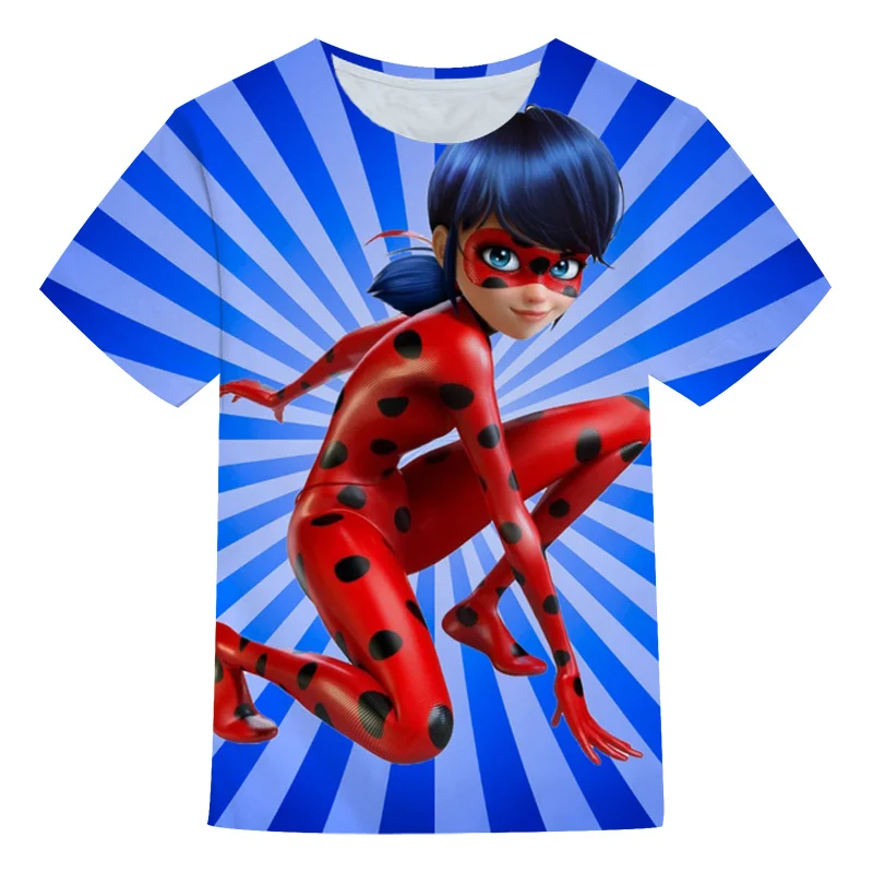 

New 3D Print Miraculous Lady Kids T-Shirt Girls Boys Casual Anime Cartoon Children's Clothing Summer Loose O-Neck Short Sleeve